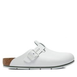 Klapki Birkenstock. Białe klapki męskie Birkenstock, bez wzorów, bez zapięcia. Za 429.99 zł.