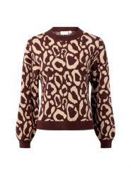 Vila Sweter damski z dzianiny - VITip Kobiety brązowy|beżowy wzorzysty, M. Brązowe swetry nierozpinane damskie Vila, m, bez wzorów, z dzianiny, eleganckie, bez kołnierzyka, bez ramiączek. Za 139.95 zł.