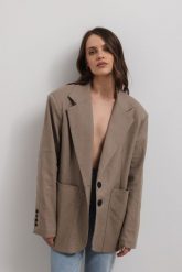 Marynarka z lnem oversize w kolorze CAPPUCCINO- HARLEY-M/L. Marynarki i żakiety damskie Marsala, bez wzorów, z bawełny, eleganckie, bez kołnierzyka, bez ramiączek. Za 459.90 zł.