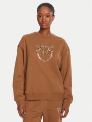 PINKO Bluza Nelly 100534 A2RO Brązowy Regular Fit. Brązowe bluzy damskie Pinko, xs, bez wzorów, z bawełny, bez ramiączek, bez kaptura. Za 929.99 zł.