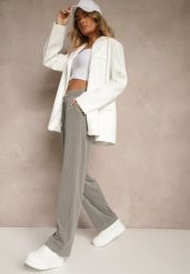 Szare Spodnie z Wiskozą High Waist z Ozdobną Aplikacją Frovanna. Szare spodnie materiałowe damskie Renee, z aplikacjami, z jeansu, eleganckie, z podwyższonym stanem. Za 54.99 zł.