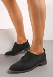 Czarne Sznurowane Półbuty na Płaskim Obcasie Tarlimi. Czarne półbuty damskie Renee, bez wzorów, retro, bez obcasa, na płaskiej podeszwie, bez zapięcia. Za 69.99 zł.