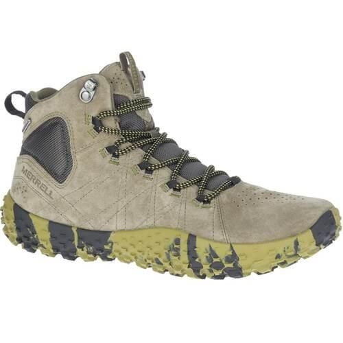 Buty trekkingowe męskie Merrell Wrapt Mid. Zielone buty zimowe męskie Merrell, bez wzorów, z materiału, bez obcasa, bez zapięcia. Za 804.00 zł.