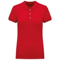 Damska koszulka polo pique Kariban. Czerwone bluzki damskie KARIBAN, bez wzorów, z bawełny, bez kołnierzyka, bez ramiączek. Za 206.00 zł.