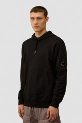 C.P. COMPANY Czarna bluza męska Sweat Hooded. Czarne bluzy męskie C.P. Company, l, bez wzorów, z bawełny, z kapturem. W wyprzedaży za 789.99 zł.