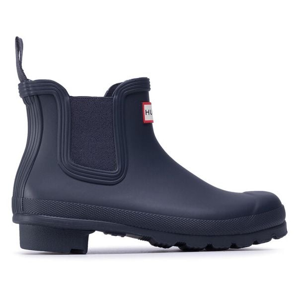 Kalosze Hunter. Niebieskie kalosze damskie Hunter, bez wzorów, bez zapięcia. Za 349.99 zł.