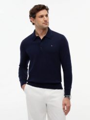Tommy Hilfiger Sweter z zawartością kaszmiru Mężczyźni Bawełna niebieski, L. Niebieskie swetry męskie Tommy Hilfiger, na jesień, l, bez wzorów, z bawełny, klasyczne, bez kołnierzyka, bez ramiączek. Za 569.95 zł.