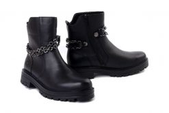 RIEKER REMONTE D2285-00 black, botki damskie. Czarne botki damskie Rieker Remonte, na zimę, bez wzorów, z polaru, bez obcasa, na obcasie, bez zapięcia. Za 489.90 zł.