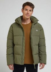 LEE PUFFER JACKET MĘSKA KURTKA ZIMOWA Z KAPTUREM CIEPŁA OLIVE GROVE L87NNYA61. Zielone kurtki męskie Lee, na zimę, l, bez wzorów, z kapturem. Za 399.99 zł.