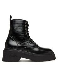 Tommy Jeans Trzewiki Tjw Chunky Shiny EN0EN02848 Czarny. Czarne botki damskie Tommy Jeans, bez wzorów, z jeansu, bez obcasa, na płaskiej podeszwie, bez zapięcia. Za 599.99 zł.