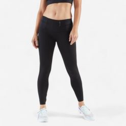 Legginsy do biegania damskie Kiprun Run 900 Light. Czarne legginsy damskie KIPRUN, bez wzorów, z materiału. Za 99.99 zł.