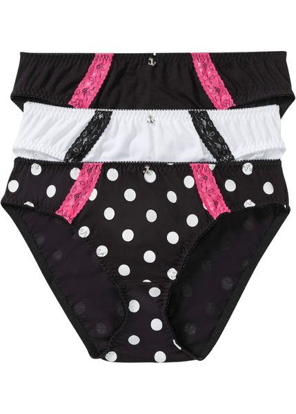 Figi (3 pary), bawełna organiczna. Czarne majtki damskie bonprix, z bawełny. Za 72.99 zł.