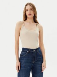 Morgan Top 251-DIDOA Beżowy Slim Fit. Brązowe topy damskie Morgan, l, bez wzorów, z wiskozy, bez kołnierzyka, bez ramiączek. Za 79.99 zł.