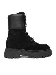 Badura Trzewiki EO-AMIRA-8002 Czarny. Czarne botki damskie Badura, bez wzorów, ze skóry, bez obcasa, bez zapięcia. Za 299.99 zł.