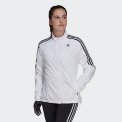 Kurtka damska adidas Marathon 3-Bandes. Białe kurtki sportowe damskie Adidas, xs, bez wzorów, z materiału, bez ramiączek, bez kaptura, do biegania. Za 279.00 zł.