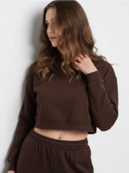 Bluza crewneck regular - brązowy. Brązowe bluzy damskie Sinsay, l, bez wzorów, sportowe, bez ramiączek, bez kaptura. W wyprzedaży za 17.99 zł.