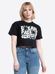 T-shirt Cropped Ocean Pacific. Czarne t-shirty damskie OCEAN PACIFIC, xs, bez wzorów, z bawełny, klasyczne, bez kołnierzyka, bez ramiączek. Za 135.77 zł.