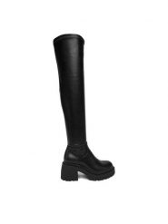 DeeZee Kozaki CEO-WS6575-02 Czarny. Czarne kozaki damskie DeeZee, bez wzorów, z materiału, bez obcasa, na słupku, bez zapięcia. Za 249.99 zł.