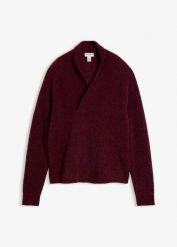 Sweter z miękkiej mieszanki wełny alpaki. Czerwone swetry nierozpinane damskie bonprix, bez wzorów, z wełny, eleganckie, bez kołnierzyka, bez ramiączek. Za 229.99 zł.