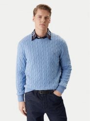 Tommy Hilfiger Sweter MW0MW33132 Niebieski Regular Fit. Niebieskie swetry męskie Tommy Hilfiger, m, bez wzorów, z bawełny, bez kołnierzyka, bez ramiączek. Za 569.99 zł.