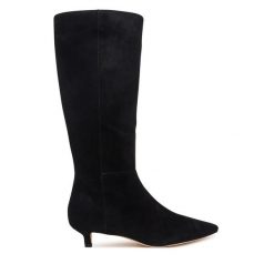Kozaki LAUREN RALPH LAUREN. Czarne kozaki damskie Lauren Ralph Lauren, bez wzorów, bez obcasa, na szpilce, bez zapięcia. Za 1,299.00 zł.