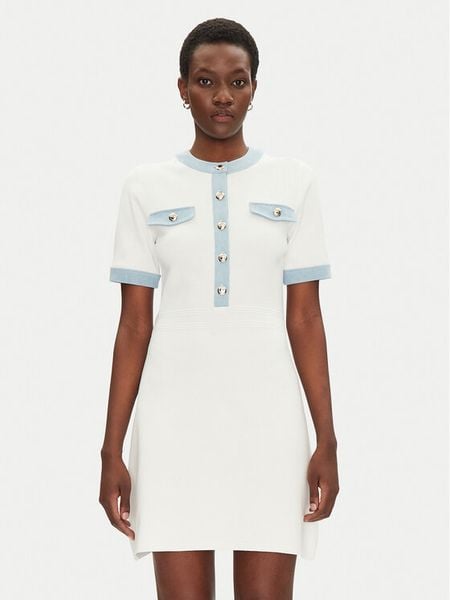 Morgan Sukienka dzianinowa 251-RMROME M Biały Regular Fit. Białe sukienki damskie Morgan, m, bez wzorów, z dzianiny, bez kołnierzyka, bez ramiączek. Za 229.99 zł.