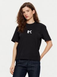 Karl Lagerfeld Jeans T-Shirt A1W17031 Czarny Regular Fit. Czarne t-shirty damskie Karl Lagerfeld Jeans, xs, bez wzorów, z bawełny, bez kołnierzyka, bez ramiączek. Za 175.99 zł.