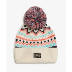 Czapka dzianinowa z wzorem dla kobiet Superdry. Niebieskie czapki damskie Superdry, bez wzorów, z dzianiny. Za 126.40 zł.