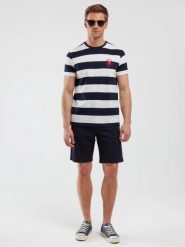 Koszulka męska w paski biało-granatowa Remir 403. Niebieskie t-shirty męskie BIG STAR, l, z aplikacjami, z bawełny, bez kołnierzyka, bez ramiączek. W wyprzedaży za 79.99 zł.