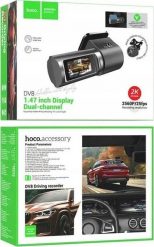 Wideorejestrator Hoco kamera samochodowa z ekranem + kamera tylna 2K DV8 czarna. Wideorejestratory Hoco. Za 163.21 zł.