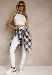 Białe Legginsy z Długimi Nogawkami i Gumką w Talii z Bawełny Ayvia. Białe legginsy damskie Renee, bez wzorów, z bawełny. Za 19.99 zł.
