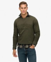 Superdry Bluza Athletic z tłoczonym logo z bawełny organicznej. Zielone bluzy damskie Superdry, xl, z aplikacjami, z bawełny, klasyczne, bez ramiączek, bez kaptura. Za 326.10 zł.