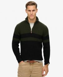 Superdry Sweter półgolf z półzamkiem w paski – 100% bawełna organiczna. Czarne swetry nierozpinane damskie Superdry, m, bez wzorów, z bawełny, eleganckie, bez kołnierzyka, bez ramiączek. Za 378.95 zł.
