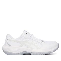 Buty halowe Asics. Białe obuwie sportowe damskie Asics, bez wzorów, bez zapięcia. Za 369.99 zł.