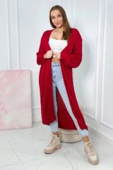 Sweter długi kardigan czerwona. Czerwone kardigany damskie KESI, l, bez wzorów, z dzianiny, eleganckie, bez kołnierzyka, plus size. Za 190.70 zł.