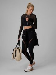 4F Legginsy treningowe szybkoschnące damskie - czarne XS. Czarne legginsy damskie 4F, bez wzorów, z materiału. Za 169.99 zł.