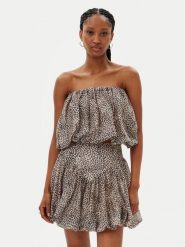 Bardot Bluzka Lissett Printed 59795TB Brązowy Relaxed Fit. Brązowe bluzki damskie Bardot, bez wzorów, z syntetyku, bez kołnierzyka, bez ramiączek. Za 169.99 zł.