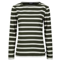 Damska Koszulka Z Długim Rękawem Federica Stripe. Białe bluzki damskie Regatta, s, bez wzorów, sportowe, bez kołnierzyka, bez ramiączek. Za 50.99 zł.