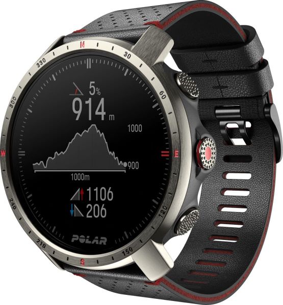 Zegarek sportowy Polar Išmanusis laikrodis Polar Grit X Pro Titan, Titano apvadas su juodu odiniu dirželiu. Zegarki sportowe Polar, bez wzorów, z polaru. Za 1,370.50 zł.