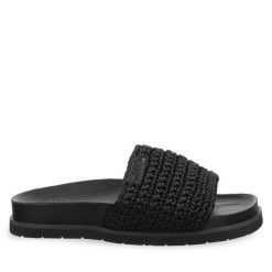 Klapki Gant. Czarne klapki damskie GANT, bez wzorów, bez obcasa, bez zapięcia. Za 269.99 zł.