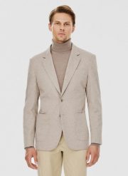 PAKO LORENTE – Beżowa marynarka męska. Brązowe garnitury męskie Pako Lorente, m, bez wzorów, z elastanu, casualowe, bez kołnierzyka, bez ramiączek. Za 549.99 zł.