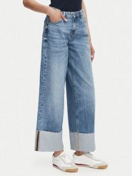 Guess Jeans Jeansy W6RA2B D5M5M Niebieski Wide Leg. Niebieskie jeansy damskie Guess Jeans, z aplikacjami, z bawełny. Za 439.99 zł.