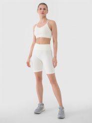 4F Legginsy kolarki bezszwowe treningowe damskie - białe XS/S. Białe legginsy sportowe damskie 4F, l, bez wzorów, z dzianiny, z podwyższonym stanem, krótkie, na fitness i siłownię. W wyprzedaży za 79.99 zł.