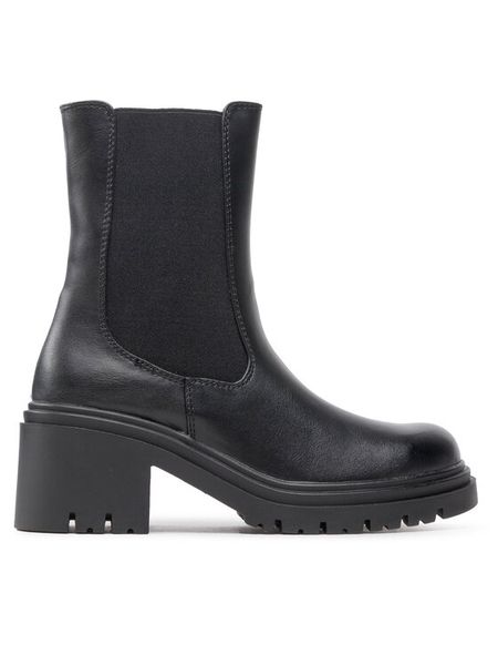 DeeZee Botki ZAL6108-1 Czarny. Czarne botki damskie DeeZee, bez wzorów, ze skóry, bez obcasa, na słupku, bez zapięcia. Za 229.99 zł.