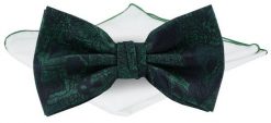 Męska Mucha w Komplecie z Poszetką - Chattier - Głęboka Zieleń. Zielone krawaty i muchy Chattier, bez wzorów, eleganckie. Za 65.00 zł.