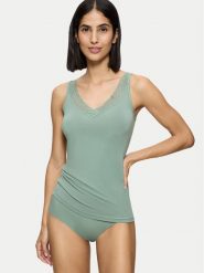 Triumph Top Feel Of Modal 10221637 Zielony Slim Fit. Zielone koszule nocne damskie Triumph, bez wzorów, bez ramiączek. Za 69.99 zł.