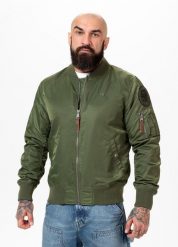 Kurtka przejściowa męska Pitbull MA-1 Logo. Zielone kurtki męskie PITBULL, m, z aplikacjami, z dzianiny, klasyczne, bez kaptura. Za 319.00 zł.
