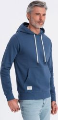 Ombre Bluza męska dresowa kangurka z kapturem - granatowa V4 OM-SSBN-0177 XL. Bluzy męskie Ombre, m, bez wzorów, z dresówki, bez ramiączek, z kapturem. Za 109.99 zł.