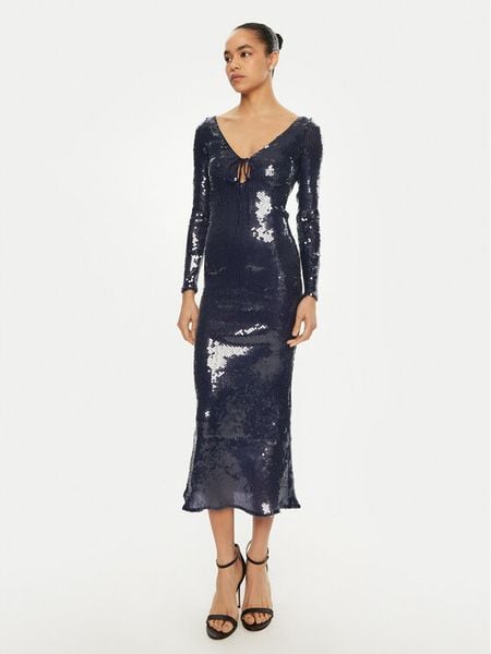 Bardot Sukienka koktajlowa 58859DB Granatowy Regular Fit. Niebieskie sukienki damskie Bardot, bez wzorów, z syntetyku, wizytowe, bez kołnierzyka, bez ramiączek. Za 399.99 zł.