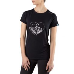 Koszulka turystyczna damska Viking Lenta Bamboo. Czarne bluzki damskie Viking, s, bez wzorów, sportowe, bez kołnierzyka, bez ramiączek. Za 129.90 zł.